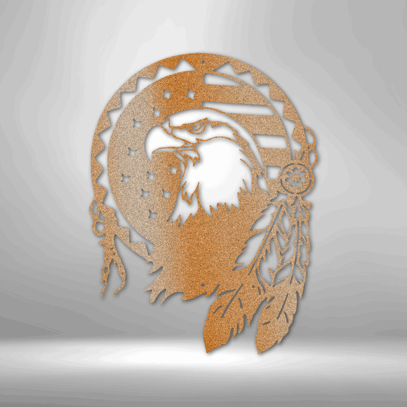 Native Eagle Steel Sign Laser Cut Powder Coated Home & Office Metal Wall Decor M